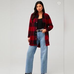 BB Dakota Buffalo Plaid Shacket Shirt Jacket Red Black Medium